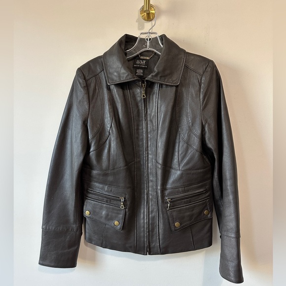 Brown Genuine Lambskin Leather a.n.a Jacket Size M - Picture 5 of 8